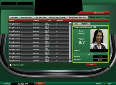Playtech Asia Live Baccarat Lobby