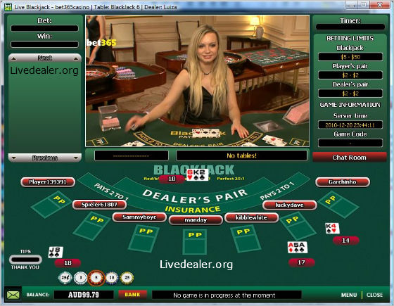 bet365 live blackjack dealer close up