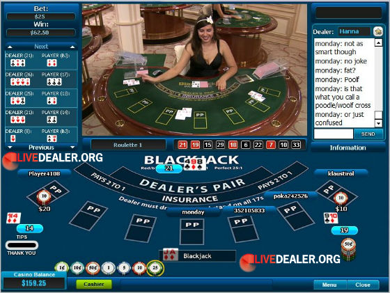 Dealer Hanna dealing blackjack