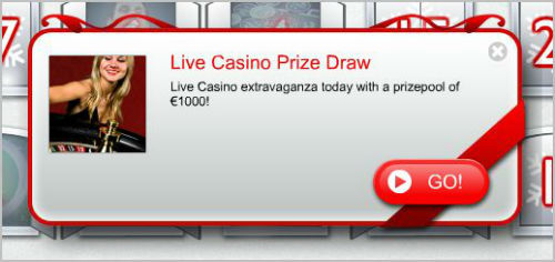 Unibet's live casino draw