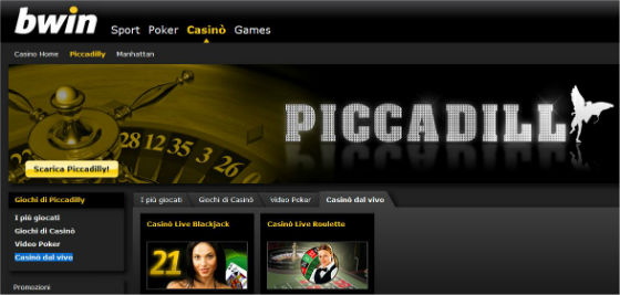 casino dal vivo at Piccadilly