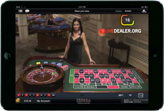 Paddy Power iPad live roulette table