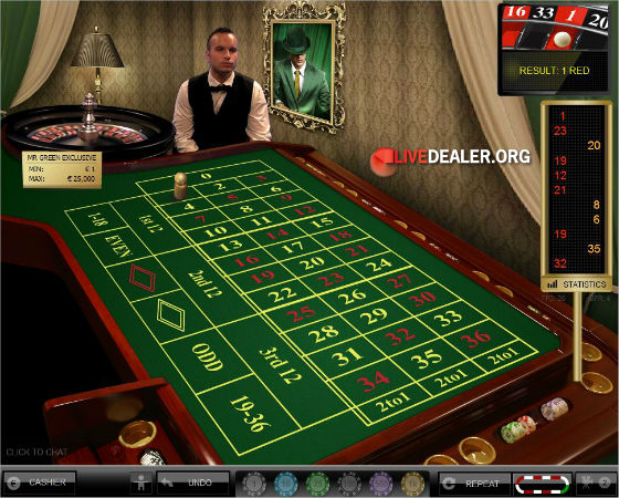 Mr Green's live roulette