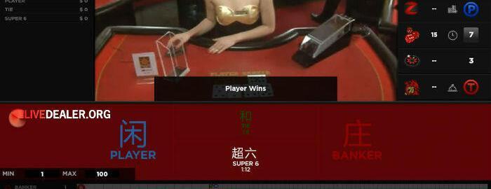 Bodog super 6 live baccarat