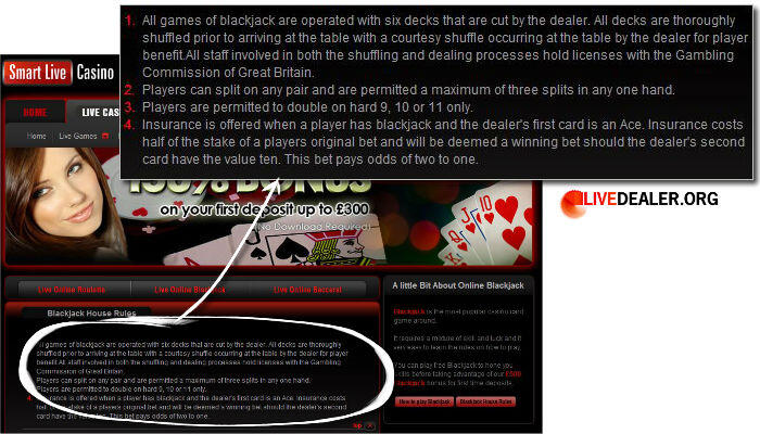 smart live blackjack house rules