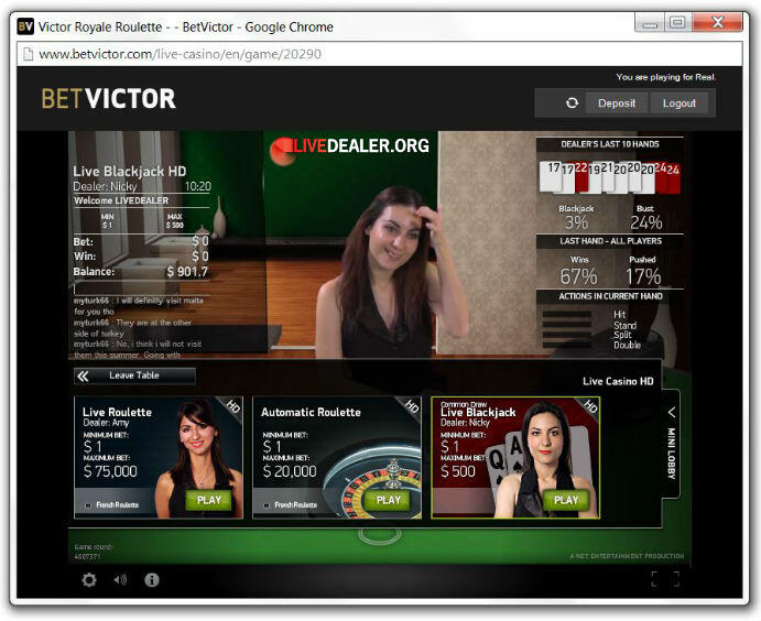 victor royale live blackjack