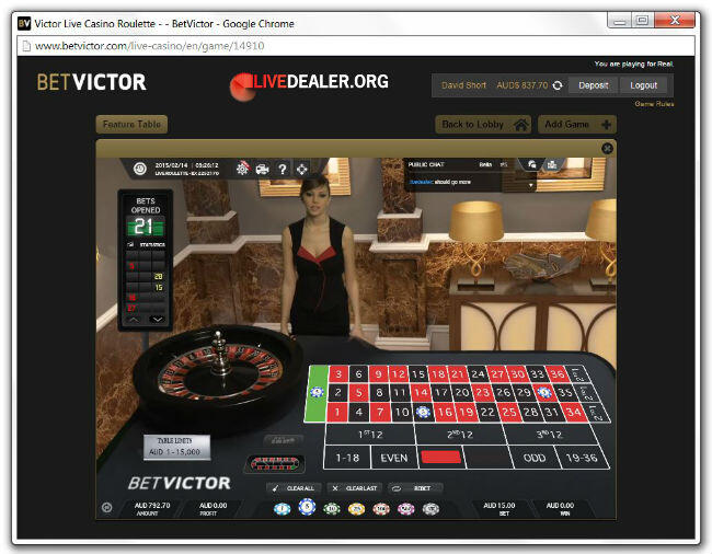 betvictor live roulette