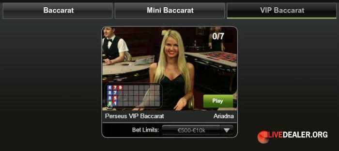 Playtech VIP live baccarat