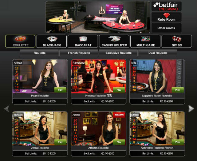 Betfair live casino