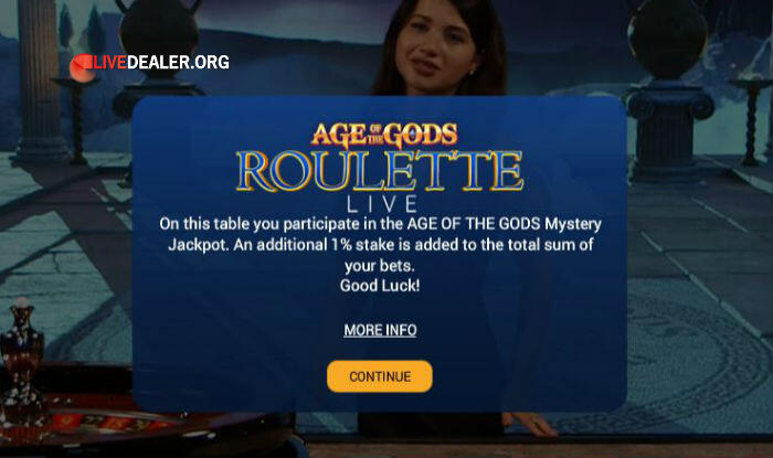 Age of Gods roulette jackpot info