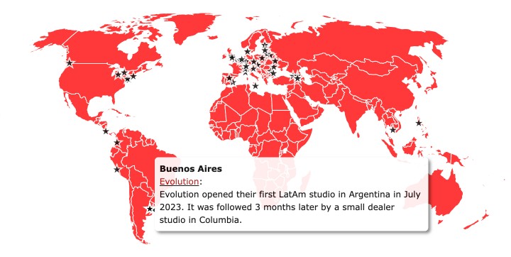 live casino studio map