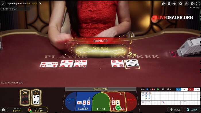 lightning baccarat lightning win