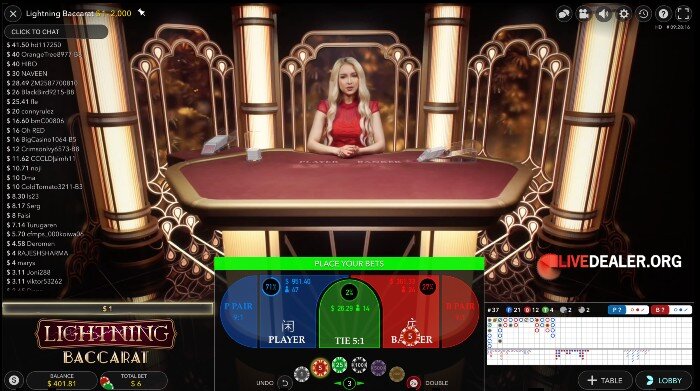 lightning baccarat placebets