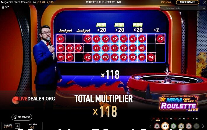 Mega Blaze Roulette multiplier