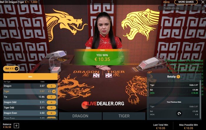 Bet on Dragon Tiger-win