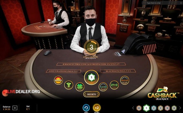 play Cash Back Blackjack at 888 Cash Back Blackjack place bets