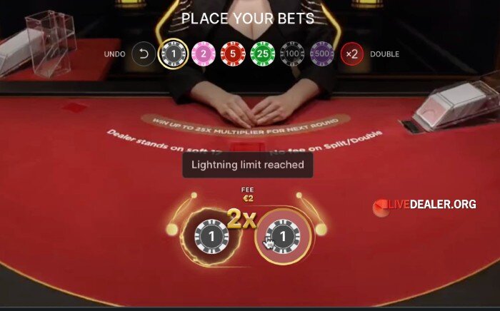Lightning Blackjack upping bet