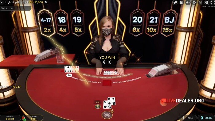 Lightning Blackjack win