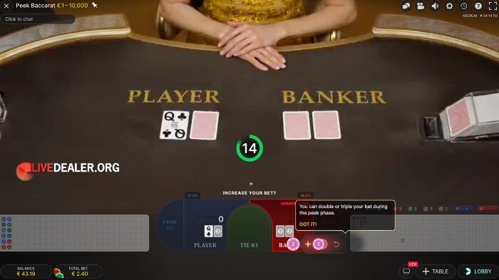 peek baccarat 1 card revealed