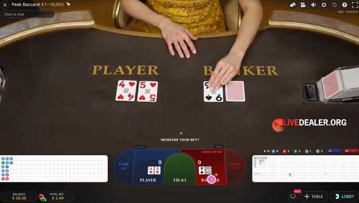 peek baccarat 3 cards revealed