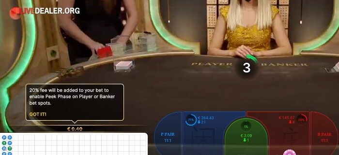 peek baccarat fee