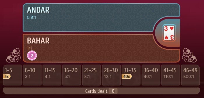 Super Andar Bahar multiplied payouts