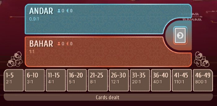 Super Andar Bahar payouts