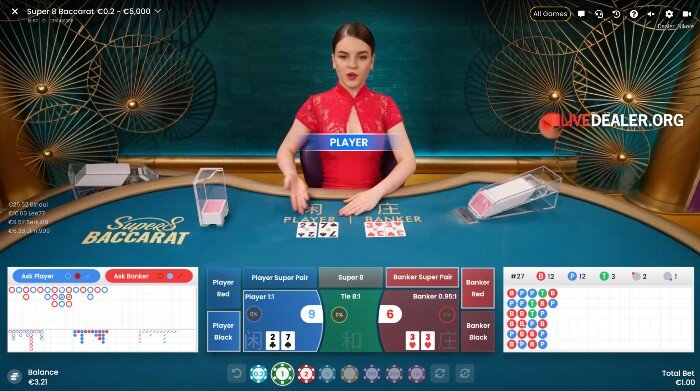 Super 8 Baccarat player win