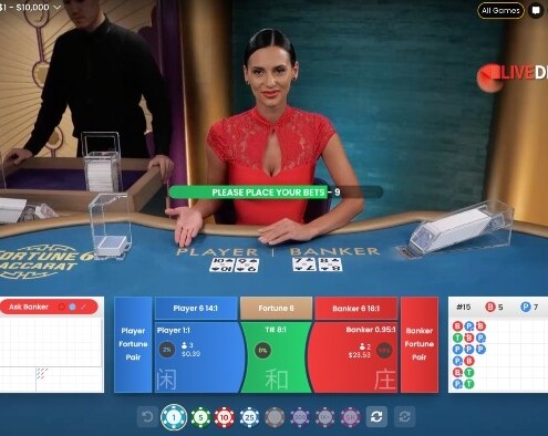 Fortune 6 baccarat place bets