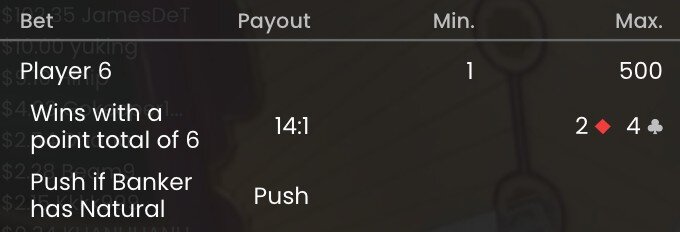 Player 6 sidebet