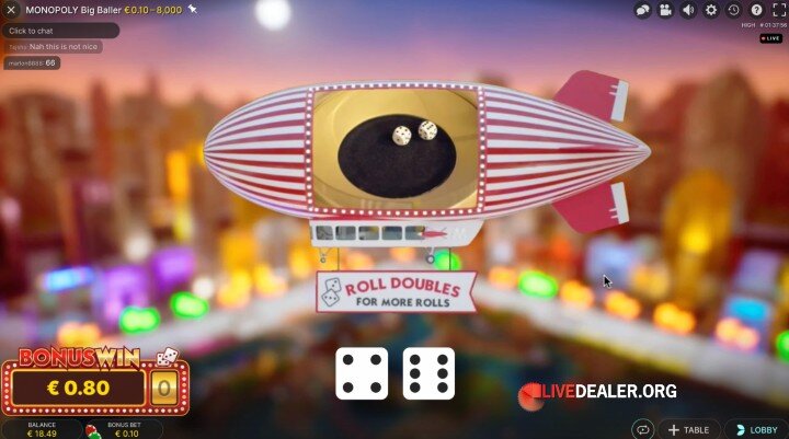 Monopoly Big Baller bonus game dice