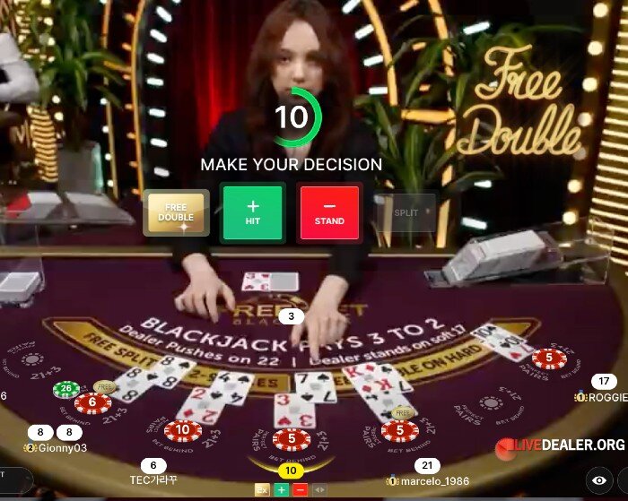 Free Bet Blackjack 7 seat tables live