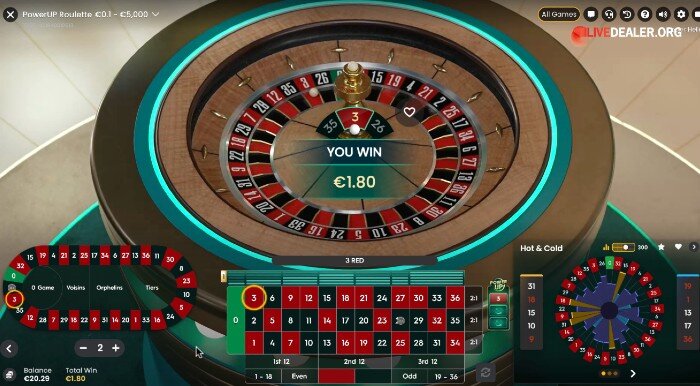 Power Up Roulette win