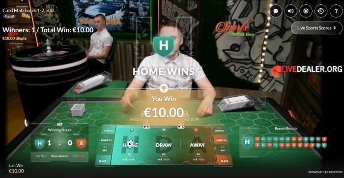 OnAir Card Matchup home win