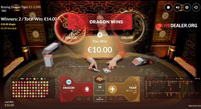 Onair Dragon Tiger Dragon win