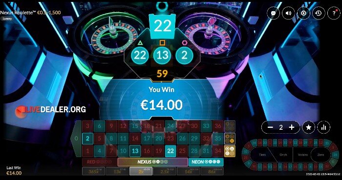 nexus roulette 2 wheel win