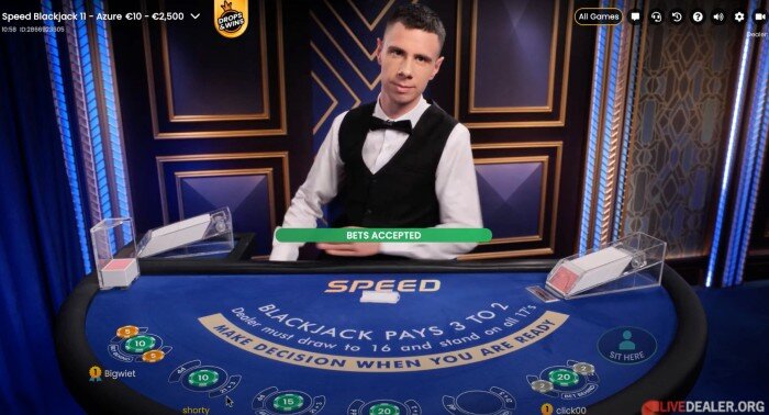 Speed blackjack entergerald
