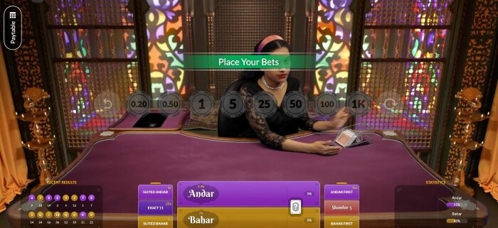 Shandar Andar Bahar place bets