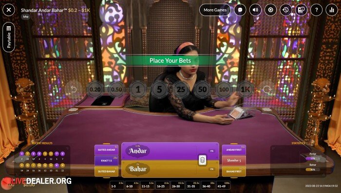 Shandar Andar Bahar place bets