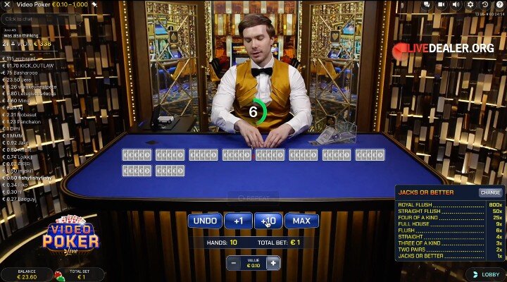 play at 888 Evolution Video Poker Live