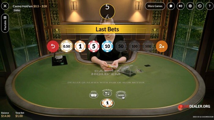 OnAir Casino holdem placebets