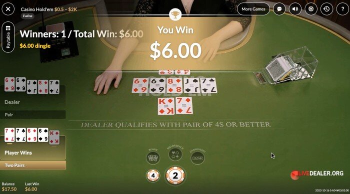 OnAir Casino holdem result