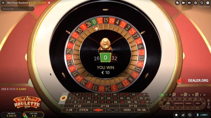 Red Door Roulette regular straight up