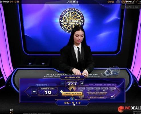 Millionaire Video Poker betting