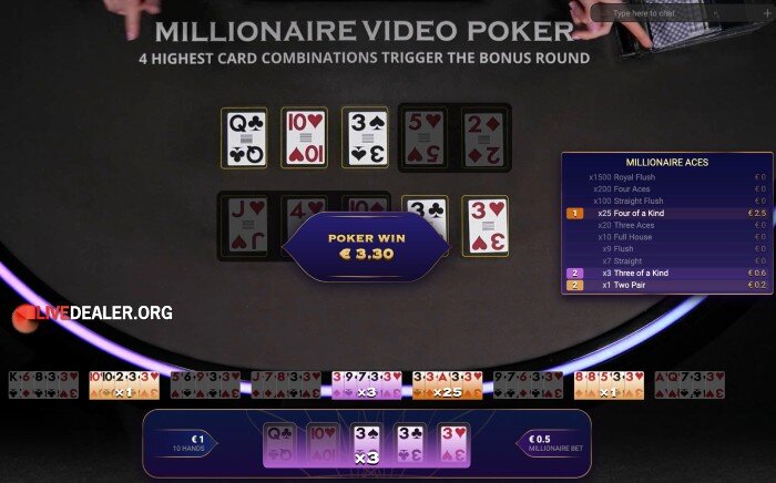 Millionaire Video Poker final hands