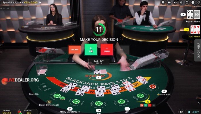 Evolution Speed Blackjack cashout offered