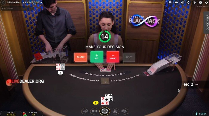 Infinite blackjack no cash out offer