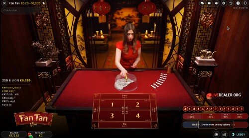 Jackpot City live Fan Tan