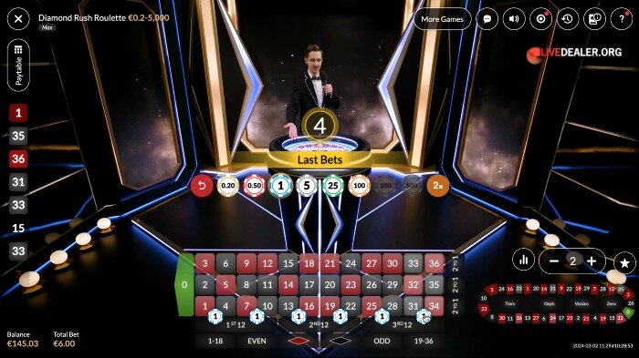 Diamond Rush Roulette place bets