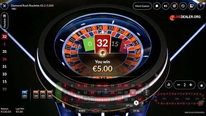 Diamond Rush Roulette regular win